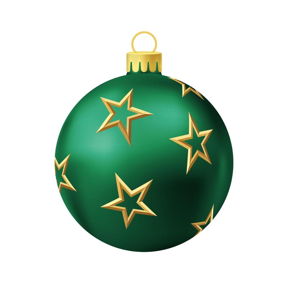 bola de árvore de natal verde com estrela dourada vetor