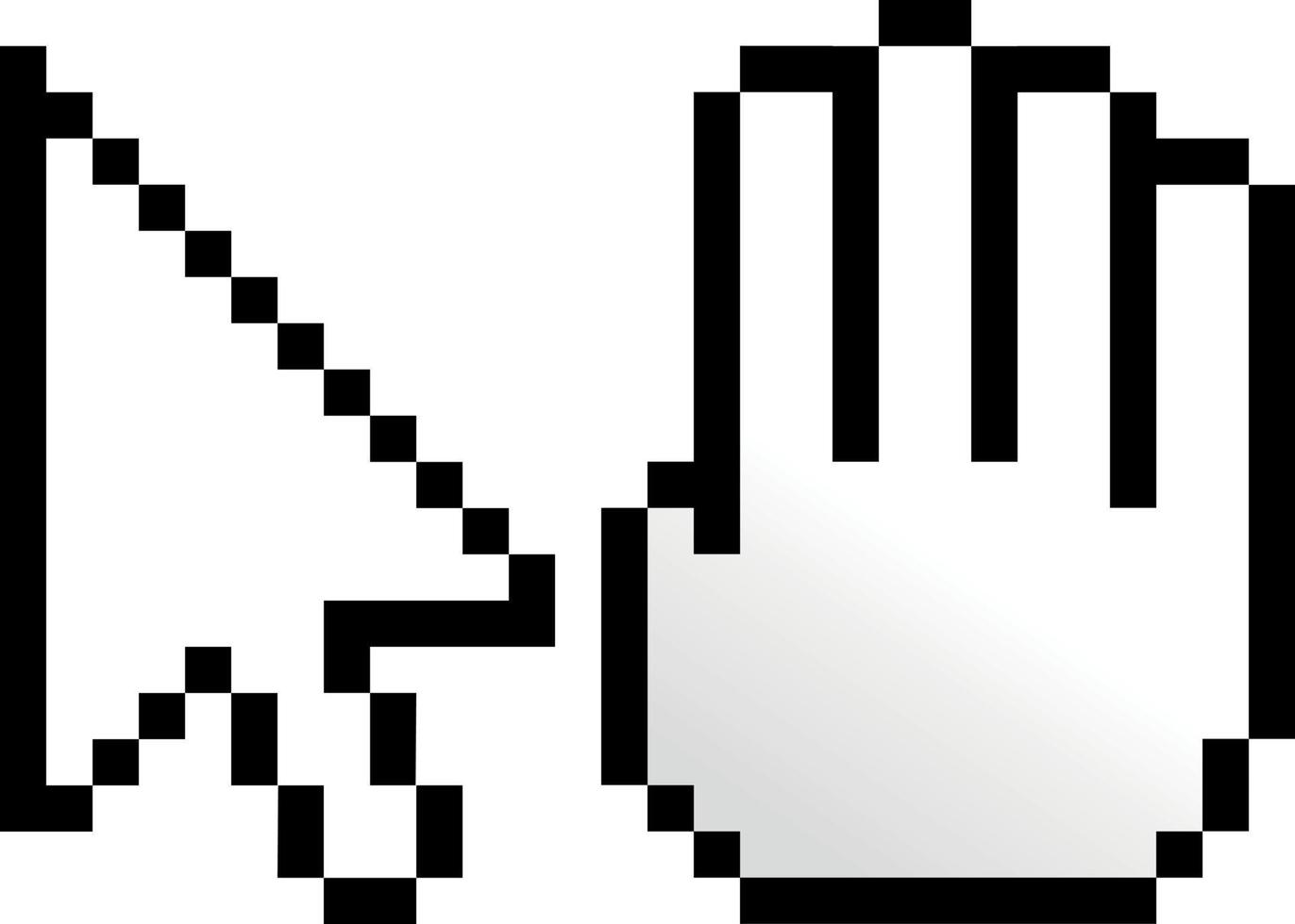 pixel ilustração do uma rato cursor e uma em linha reta mão, isolado em transparente fundo. vetor