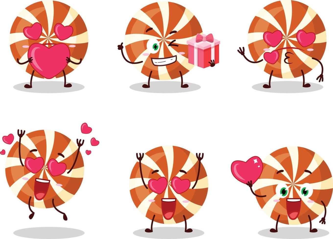 espiral doce desenho animado personagem com amor fofa emoticon vetor