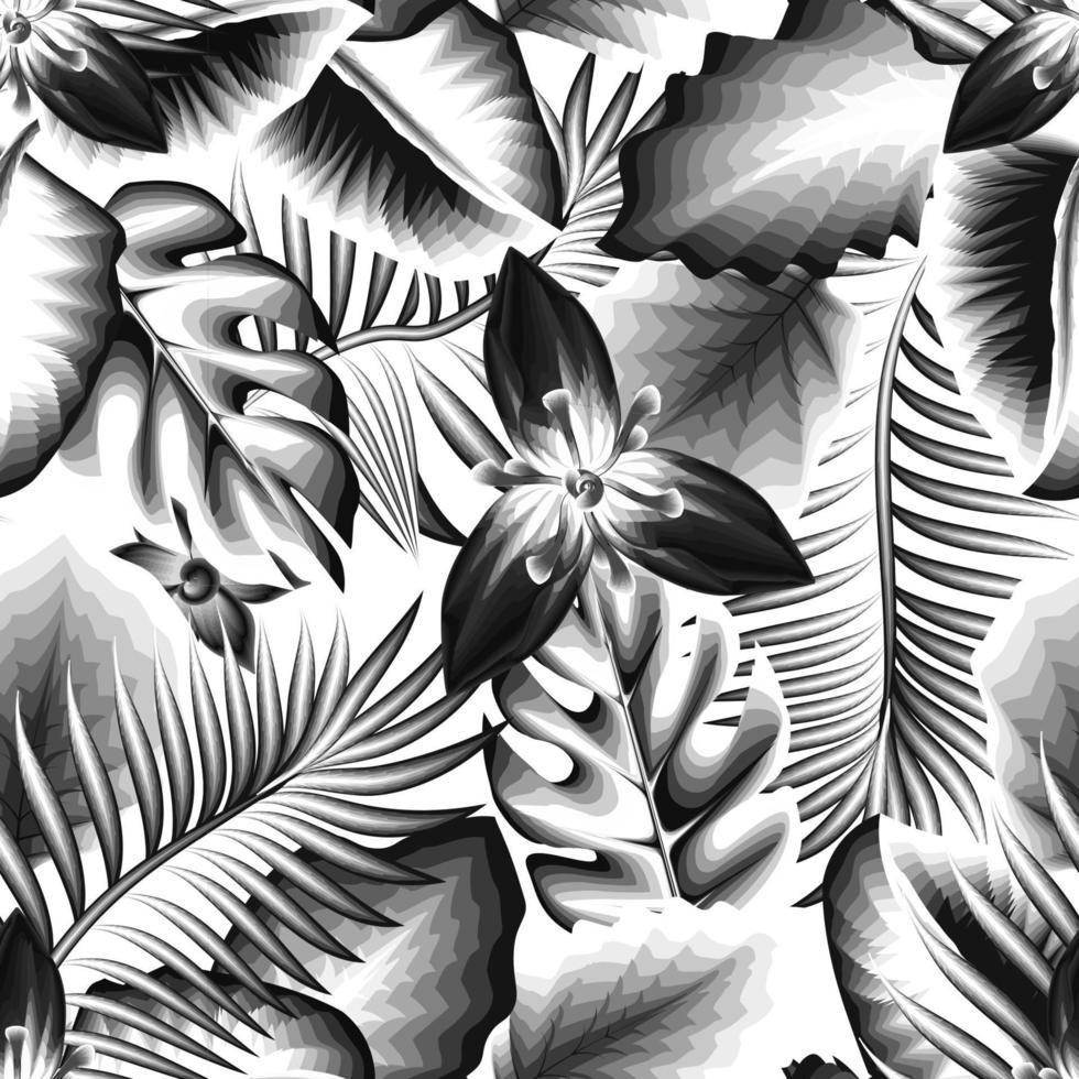 verão desatado tropical padronizar com vintage folhas e plantar em uma branco fundo. moderno abstrato Projeto para tecido, papel, interior decoração. natureza enfeite para têxtil, tecido, papel de parede, superfície vetor