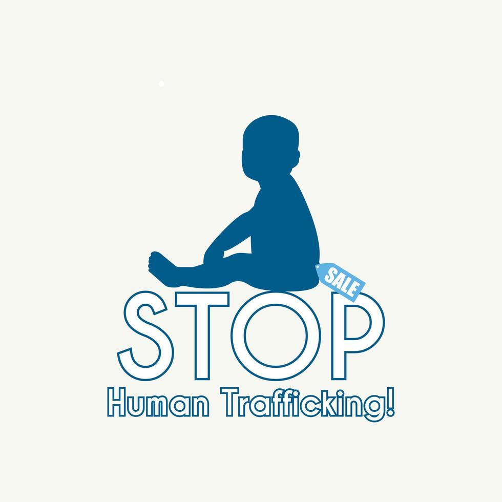 criança vítimas dia ,humano tráfico consciência dia , Pare humano tráfico, vetor ilustração.