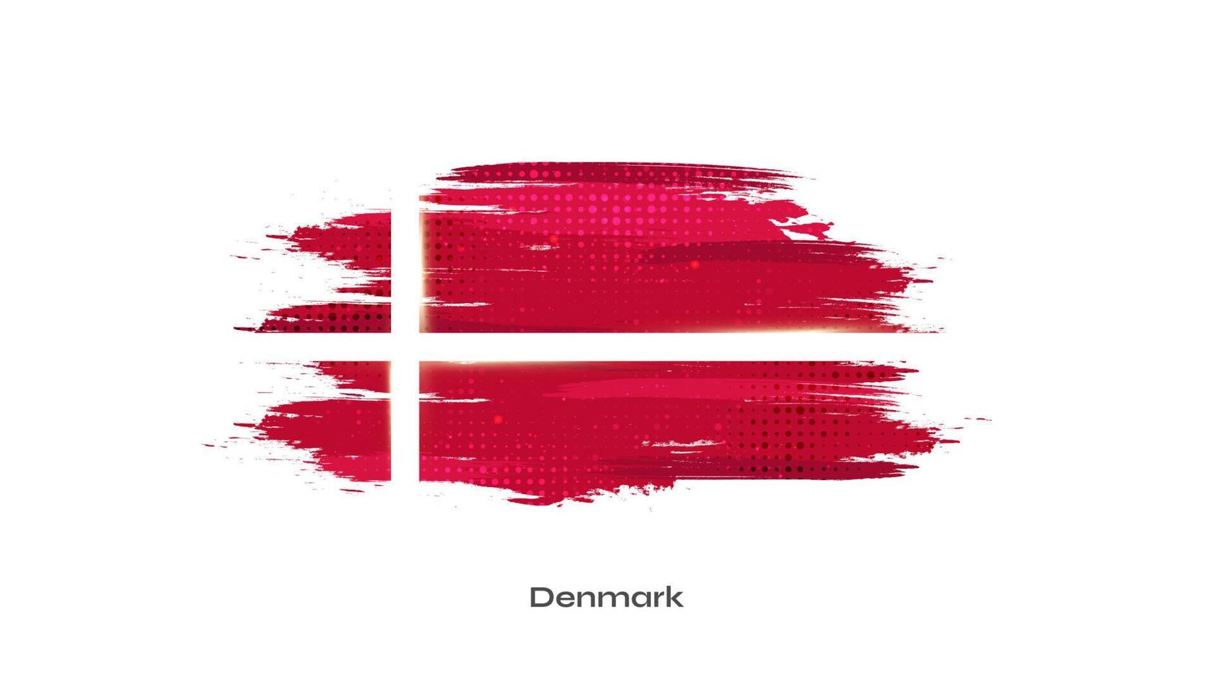 bandeira do Dinamarca com escova estilo e meio-tom efeito. dinamarquês bandeira fundo com grunge conceito vetor