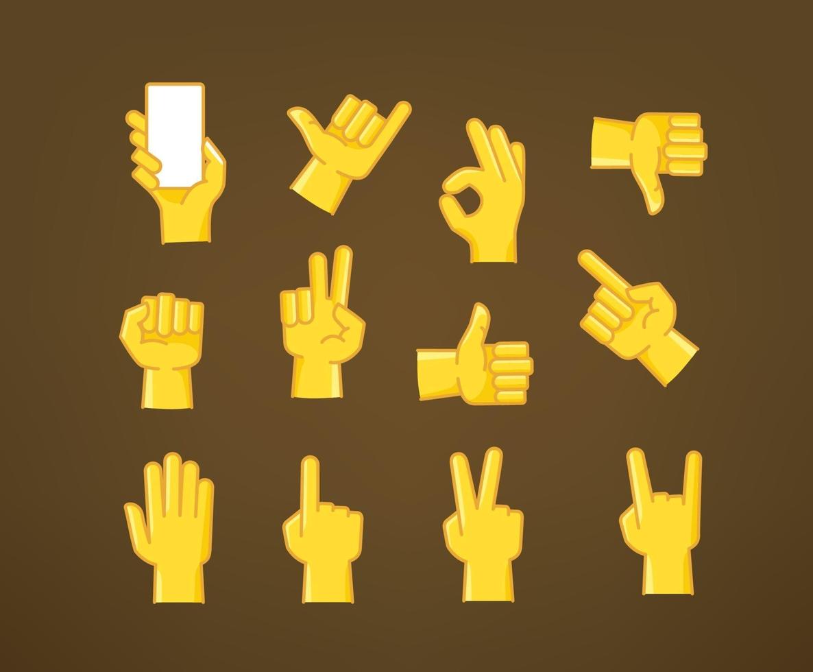 coleção de ícones vetoriais de estilo cômico com gesto de mão vetor