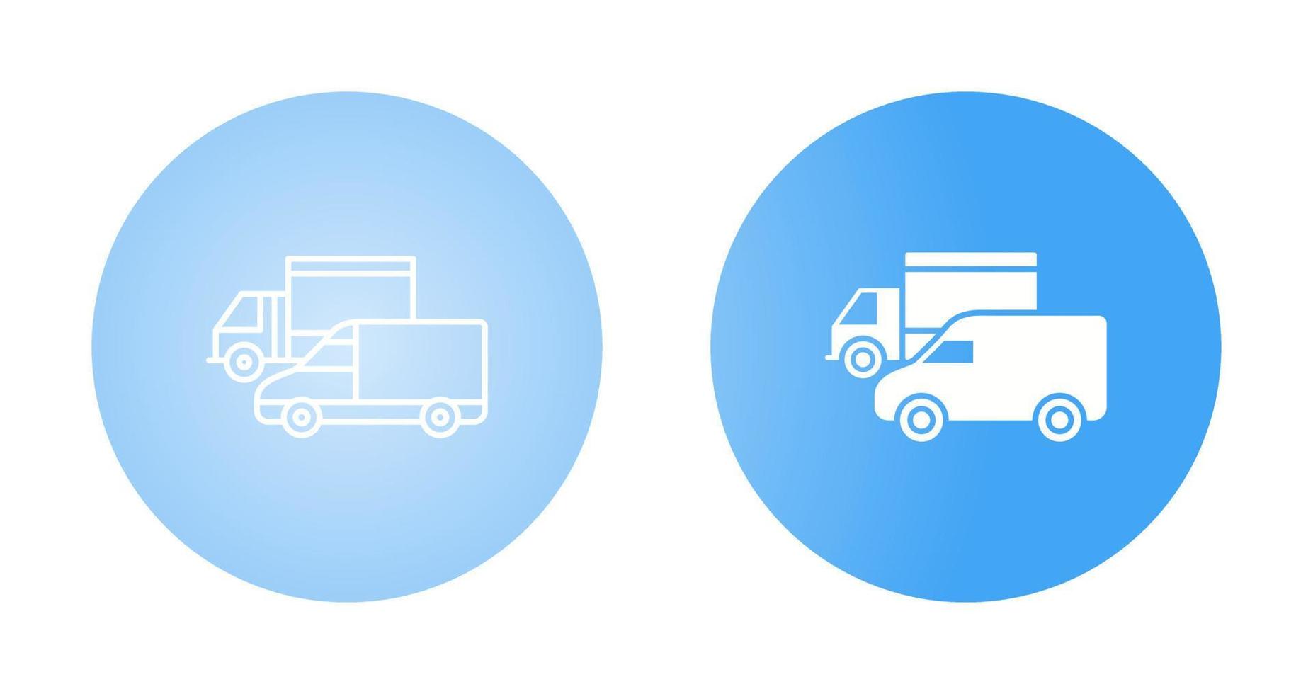 ícone de vetor de caminhões estacionados