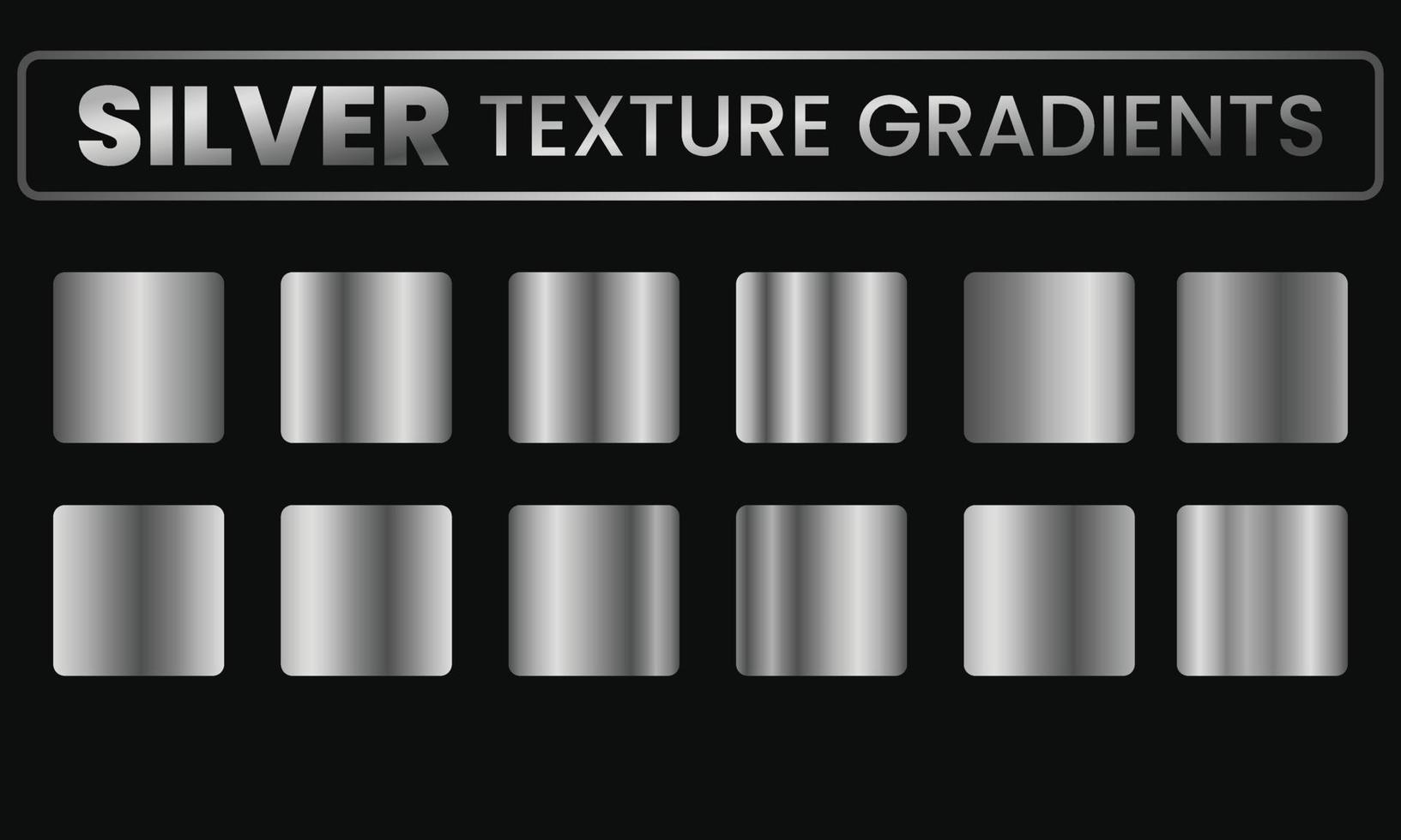 prata textura gradiente coleção. brilhante e metal aço gradiente modelo para cromada fronteira, prata quadro, fita ou rótulo Projeto. vetor ilustração