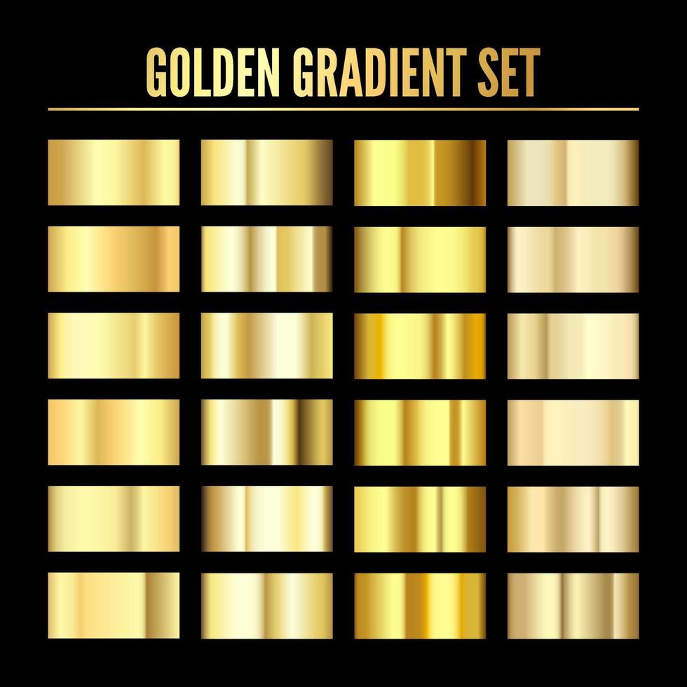 dourado metal realista gradiente. coleção do ouro padronizar. brilho ouro material modelo. vetor