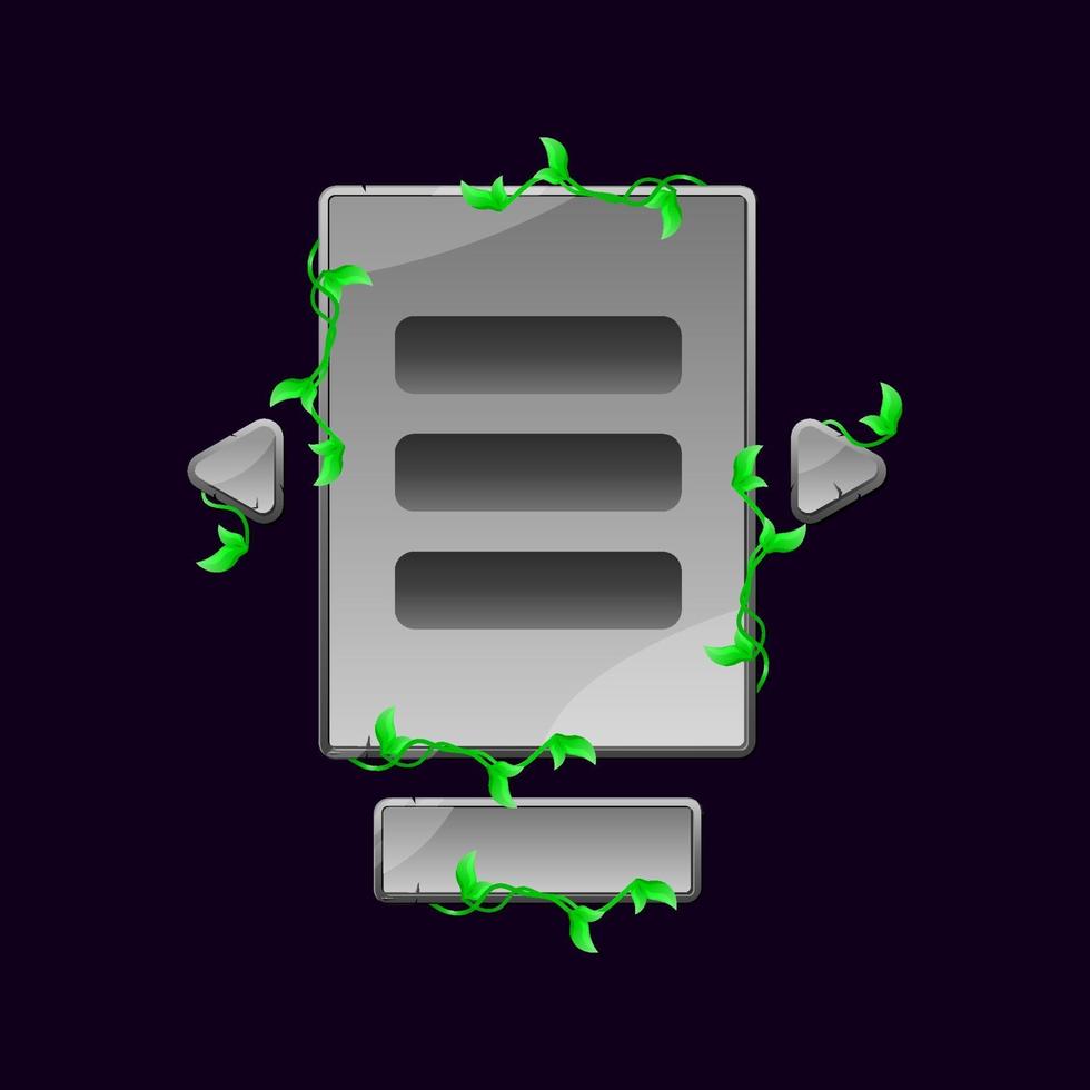 conjunto de folhas de pedra para ilustração do vetor de elementos de recursos de interface do usuário do jogo