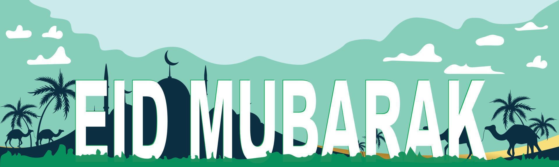 eid Mubarak bandeira arte Projeto eps vetor