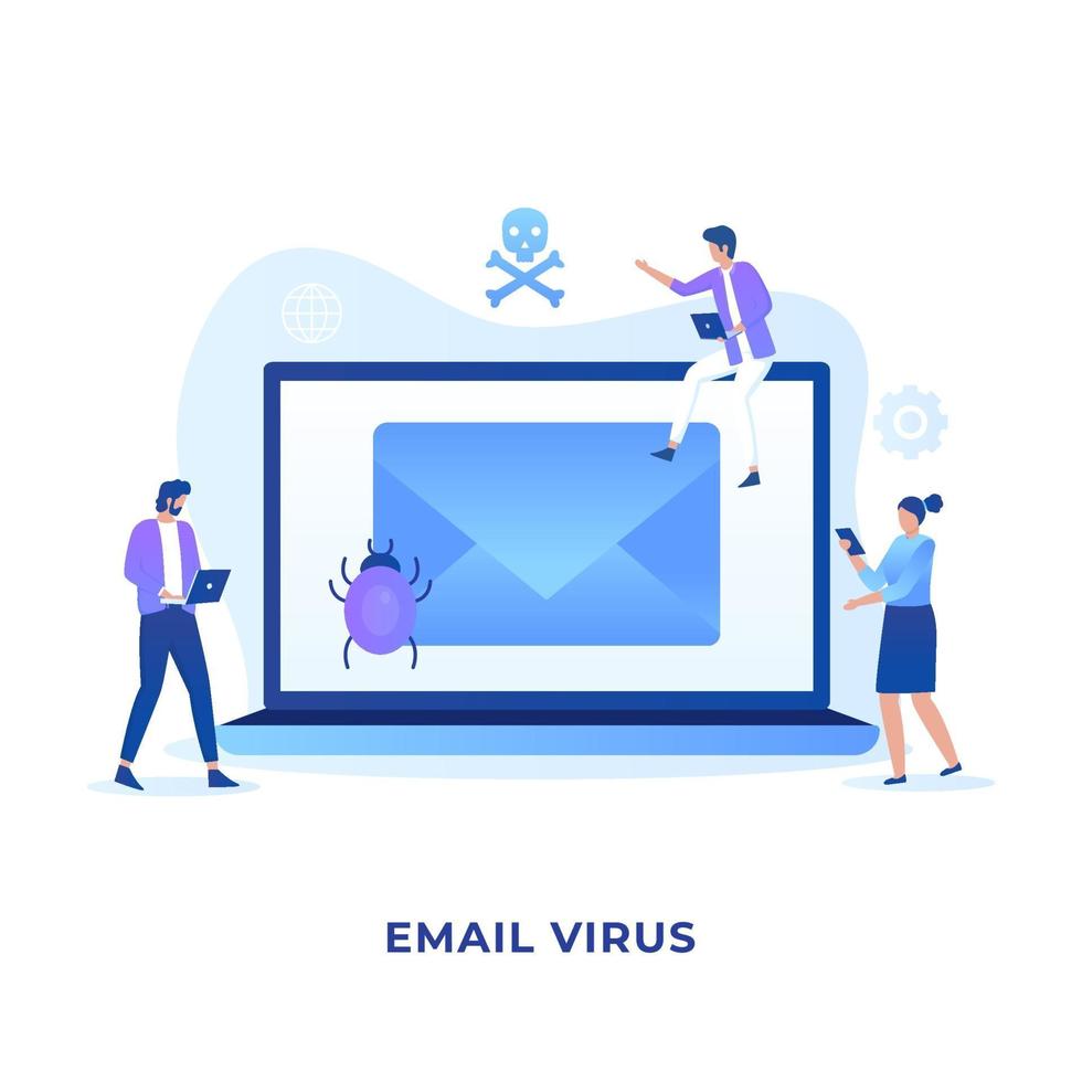 design de conceito de ilustração de e-mail de vírus vetor