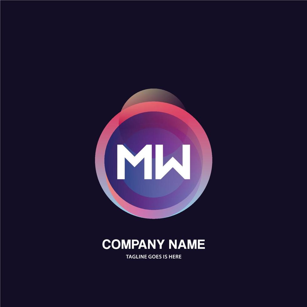 mw inicial logotipo com colorida círculo modelo vetor