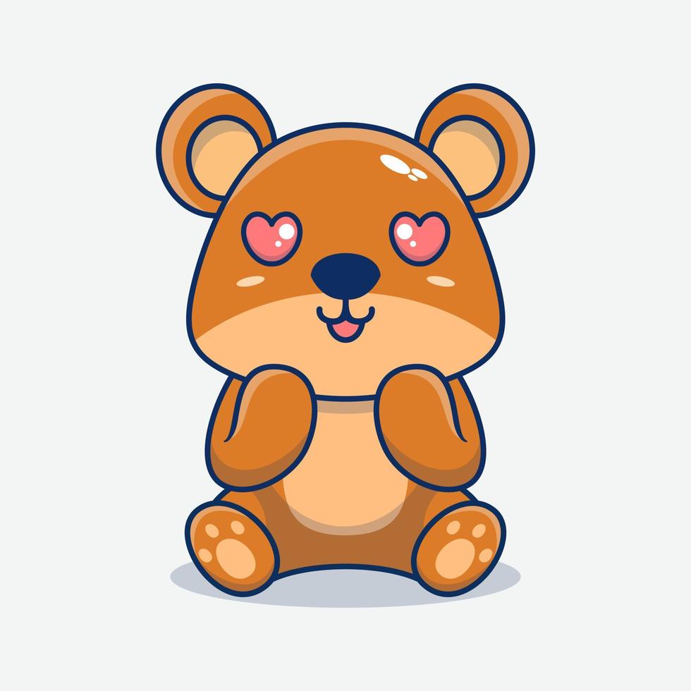 vetor Urso de pelúcia Urso sentado chocado fofa criativo kawaii desenho animado mascote