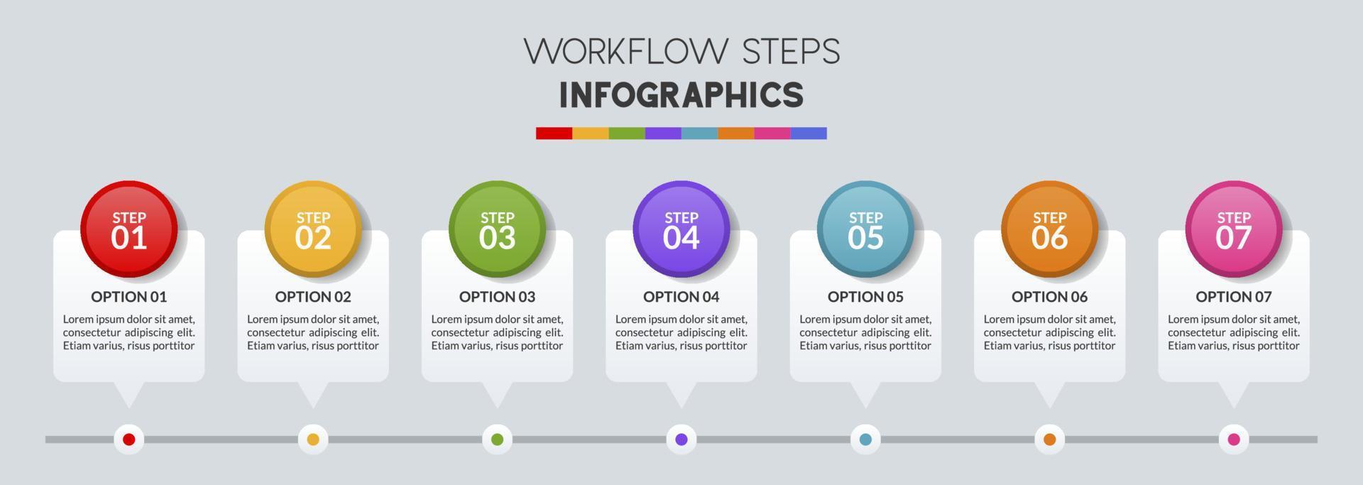 infográficos Projeto modelo e ícones com 7 opções ou 7 passos vetor