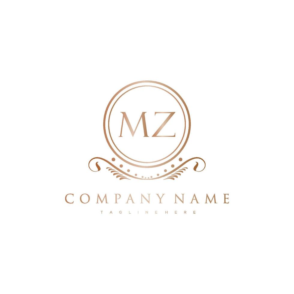 mz carta inicial com real luxo logotipo modelo vetor