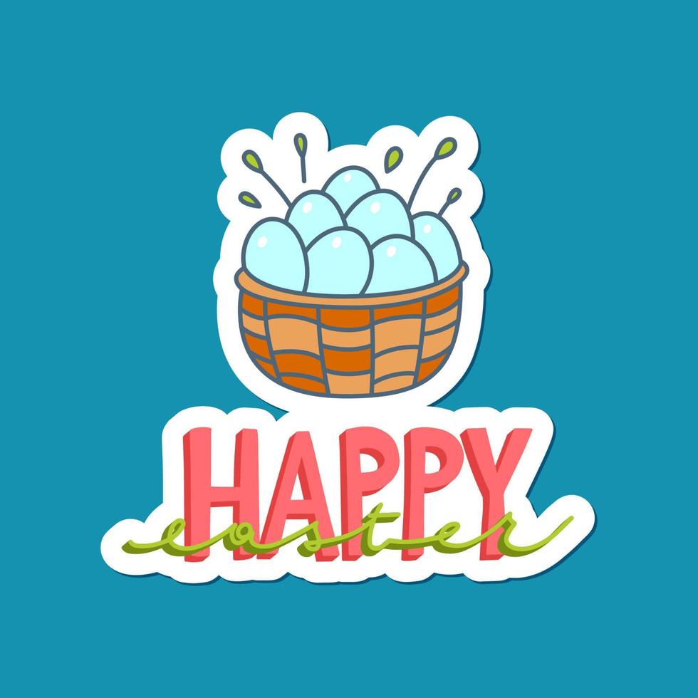 alegre feliz Páscoa desenhado à mão letras para cumprimento cartões, social meios de comunicação Postagens, adesivos. colorida doce pastéis Primavera vetor ilustração dentro plano estilo.