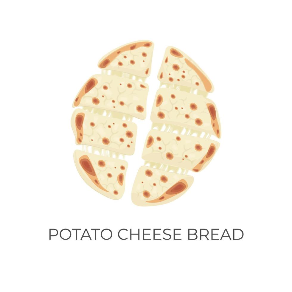 coreano batata queijo pão ilustração logotipo com derretido mozzarella queijo o preenchimento vetor