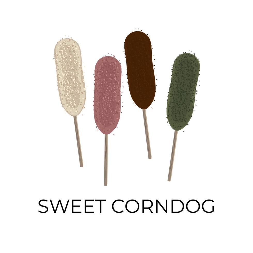 logotipo ilustração do doce mozzarella corndog com vários sabores vetor