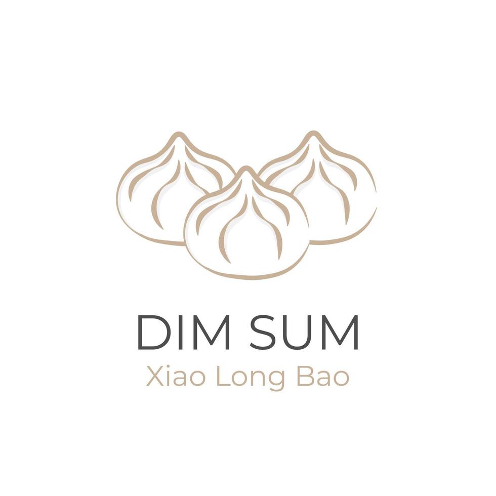 simples linha arte ilustração logotipo chinês recheado pão xiao grandes bao ou shoronpou vetor