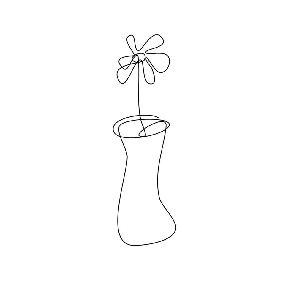 flor minimalista um desenho de linha. desenho de linha simples. ilustração de desenho de linha contínua para decoração imprimível de arte de parede vetor