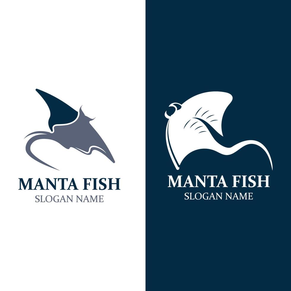 manta peixe ou arraia logotipo Projeto vetor vintage ilustração patim peixe oceano