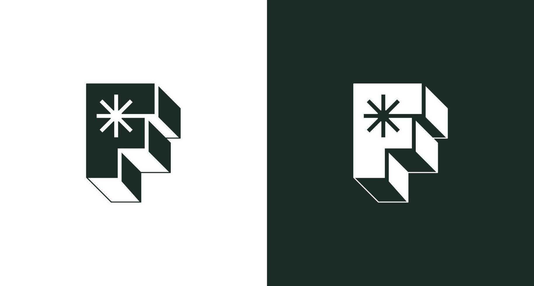 logotipo geométrico moderno da letra f com elemento estrela definido vetor