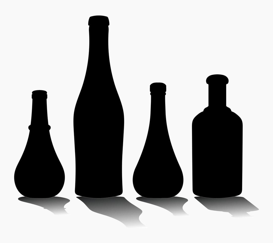 forma de silhueta de garrafa de álcool, cerveja, kvass, águas. esboço de um recipiente para armazenar líquido vetor
