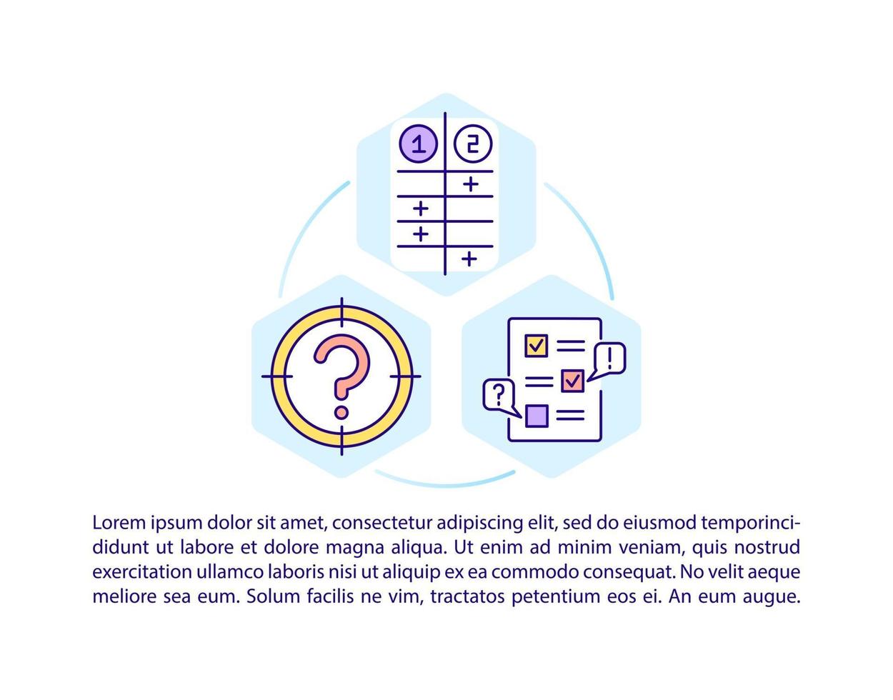 ícones de linha de conceito de avaliação de problema com texto vetor