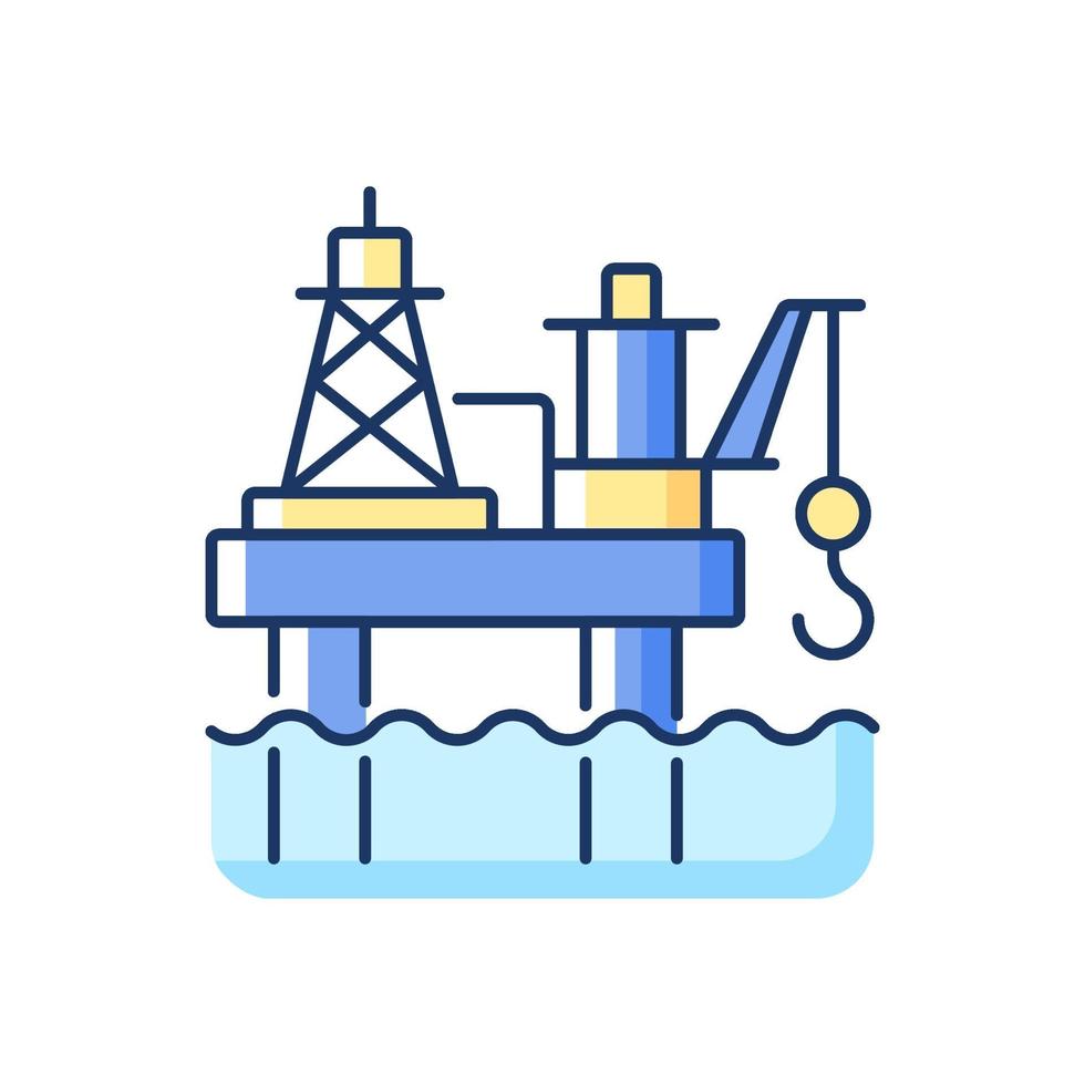 ícone de cor rgb da plataforma de petróleo offshore vetor