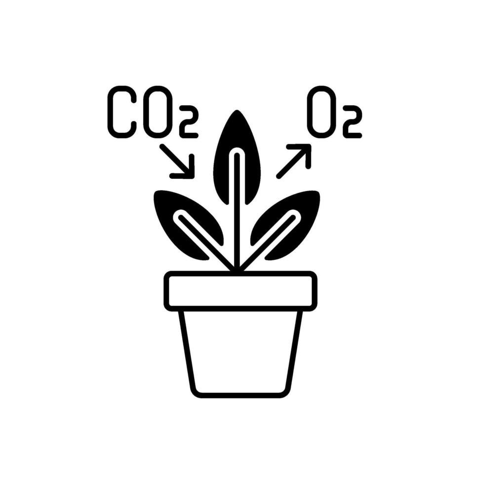 ícone linear preto de planta purificadora de ar vetor