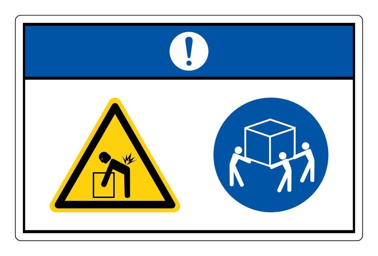 observe o perigo de elevador usar sinal de símbolo de elevador de três pessoas no fundo branco vetor