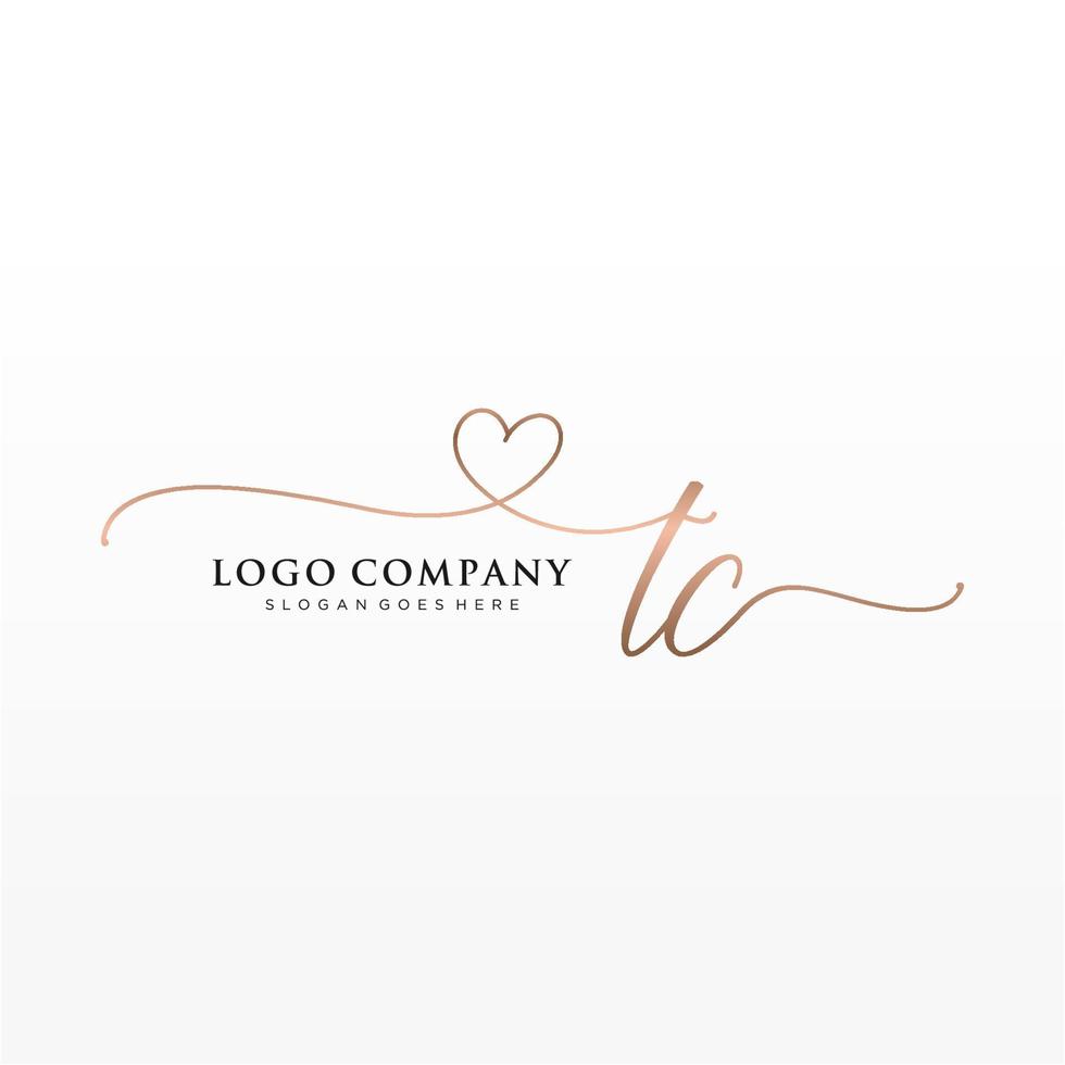 inicial tc feminino logotipo coleções modelo. caligrafia logotipo do inicial assinatura, casamento, moda, joalheria, butique, floral e botânico com criativo modelo para qualquer companhia ou negócios. vetor