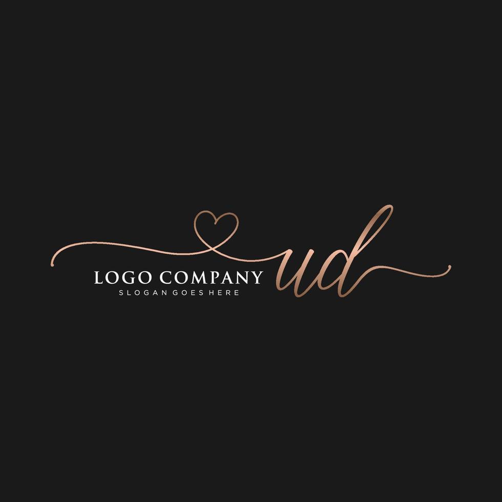 inicial ud feminino logotipo coleções modelo. caligrafia logotipo do inicial assinatura, casamento, moda, joalheria, butique, floral e botânico com criativo modelo para qualquer companhia ou negócios. vetor