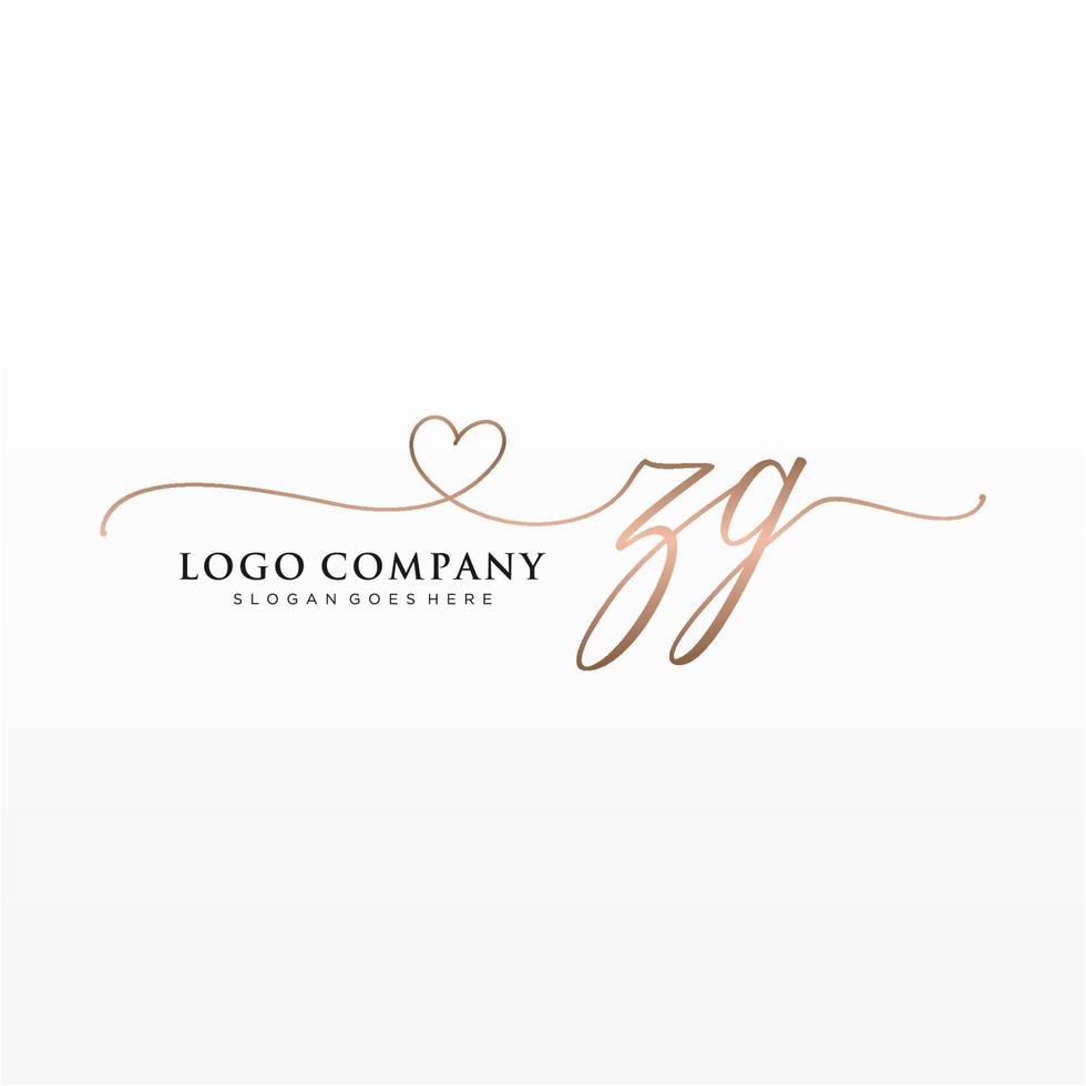 inicial zg feminino logotipo coleções modelo. caligrafia logotipo do inicial assinatura, casamento, moda, joalheria, butique, floral e botânico com criativo modelo para qualquer companhia ou negócios. vetor