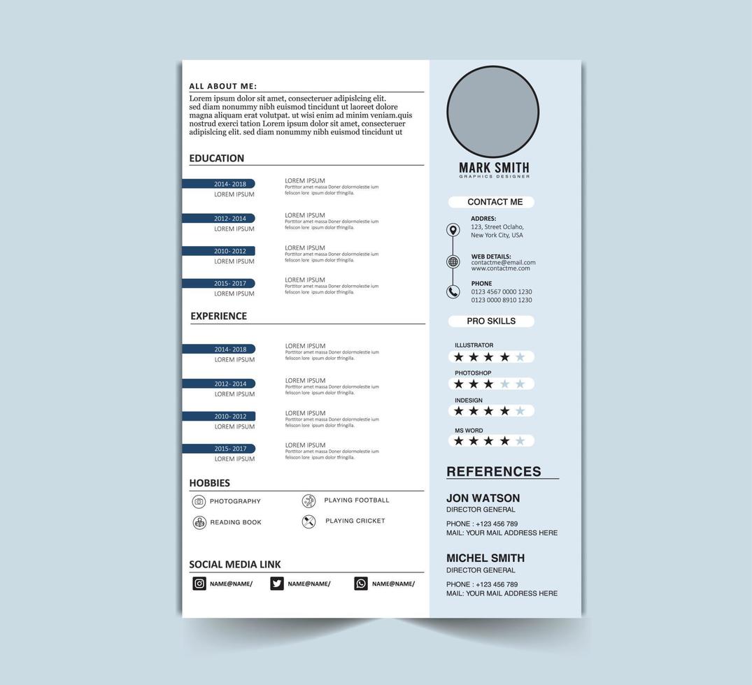 moderno minimalista cv modelo com vetor Projeto