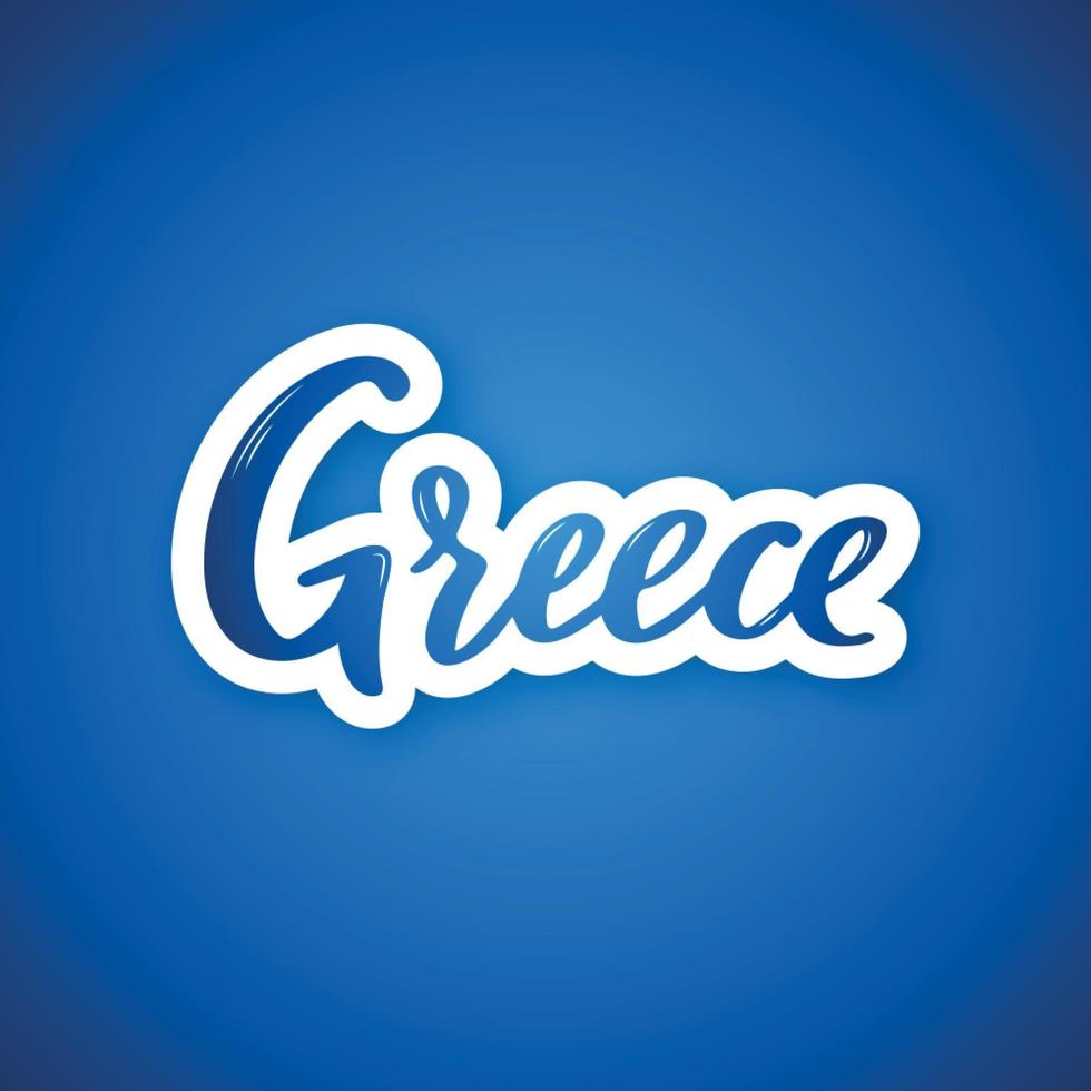 Grécia - mão desenhada letras nome do país. adesivo com letras em estilo de corte de papel. vetor