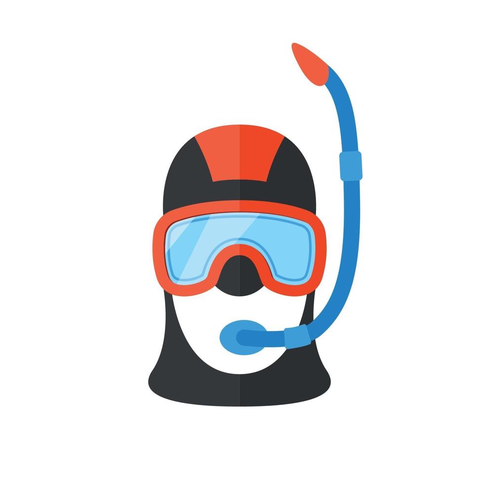 retrato de mergulhador em traje brilhante com um tubo de respiração. ícone de pessoas de estilo simples. vetor