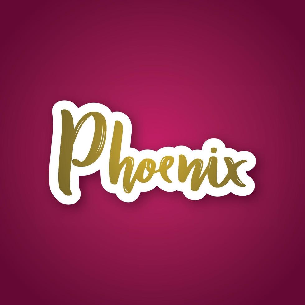 Phoenix - mão desenhada letras nome da cidade dos EUA. adesivo com letras em estilo de corte de papel. vetor