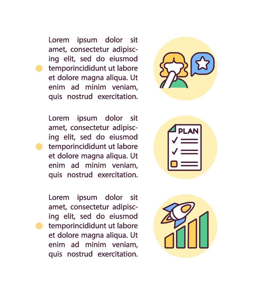 ícones de linha de conceito de plano de crescimento pessoal com texto vetor