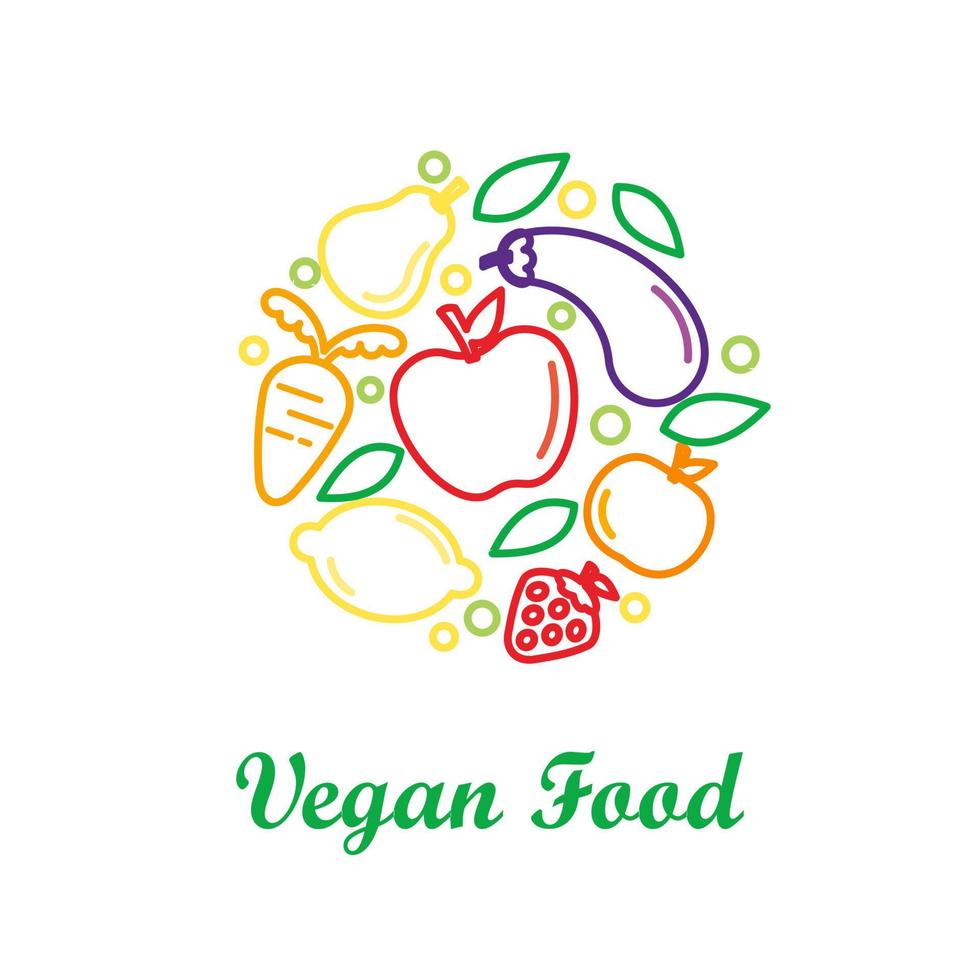 vetor logotipo Projeto modelo com fruta e vegetal ícones