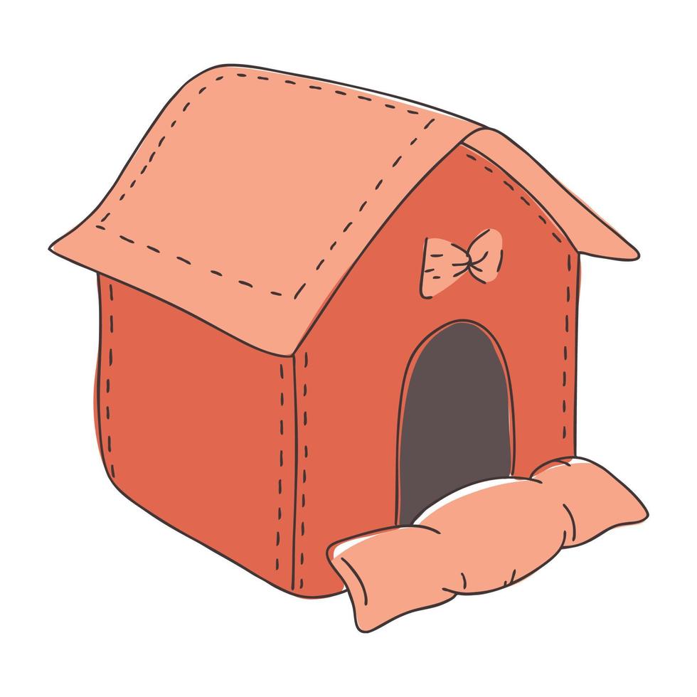 uma animal casa. uma cabine para uma cachorro, uma gato. suave caloroso fofa cama para uma filhote de cachorro. animal loja vetor