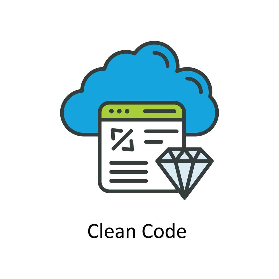 limpar \ limpo código vetor preencher esboço ícones. simples estoque ilustração estoque