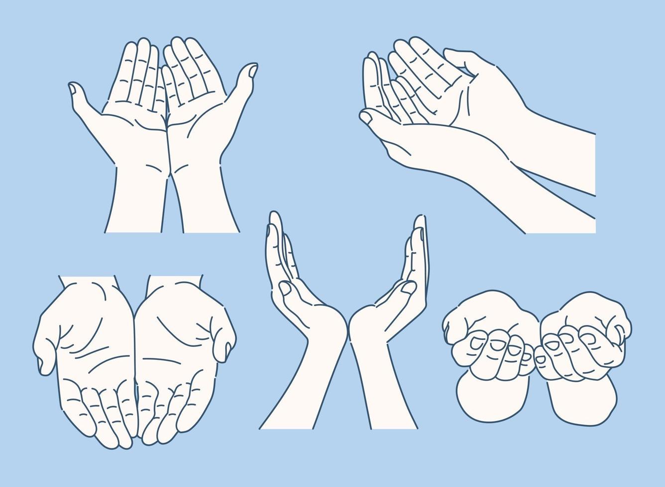 coleção de vários gestos com as mãos. mão desenhada estilo ilustrações vetoriais. vetor
