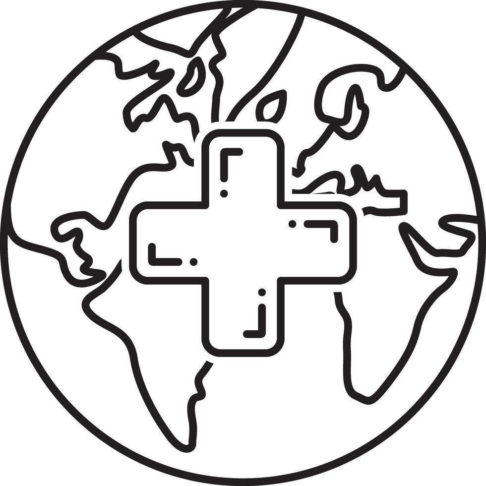 ícone de linha para serviços médicos globais vetor