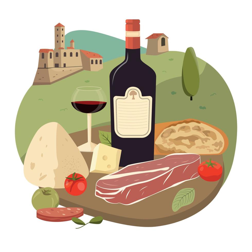 italiano Comida clipart. tradicional toscana pratos. vetor plano desenho animado ilustração. isolado em branco fundo