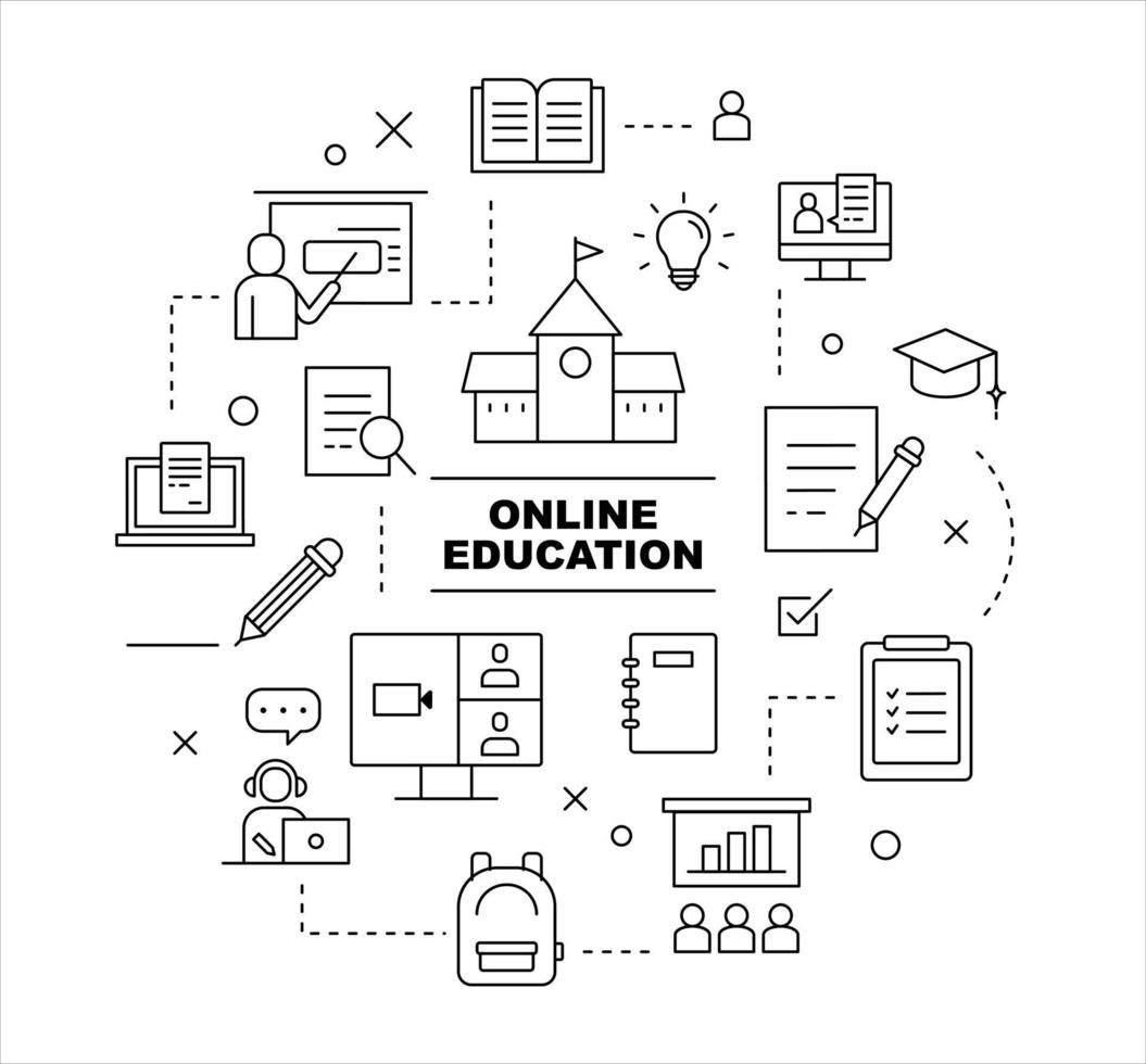 conjunto de ícones de educação online. ilustração em vetor mínimo estilo design plano.