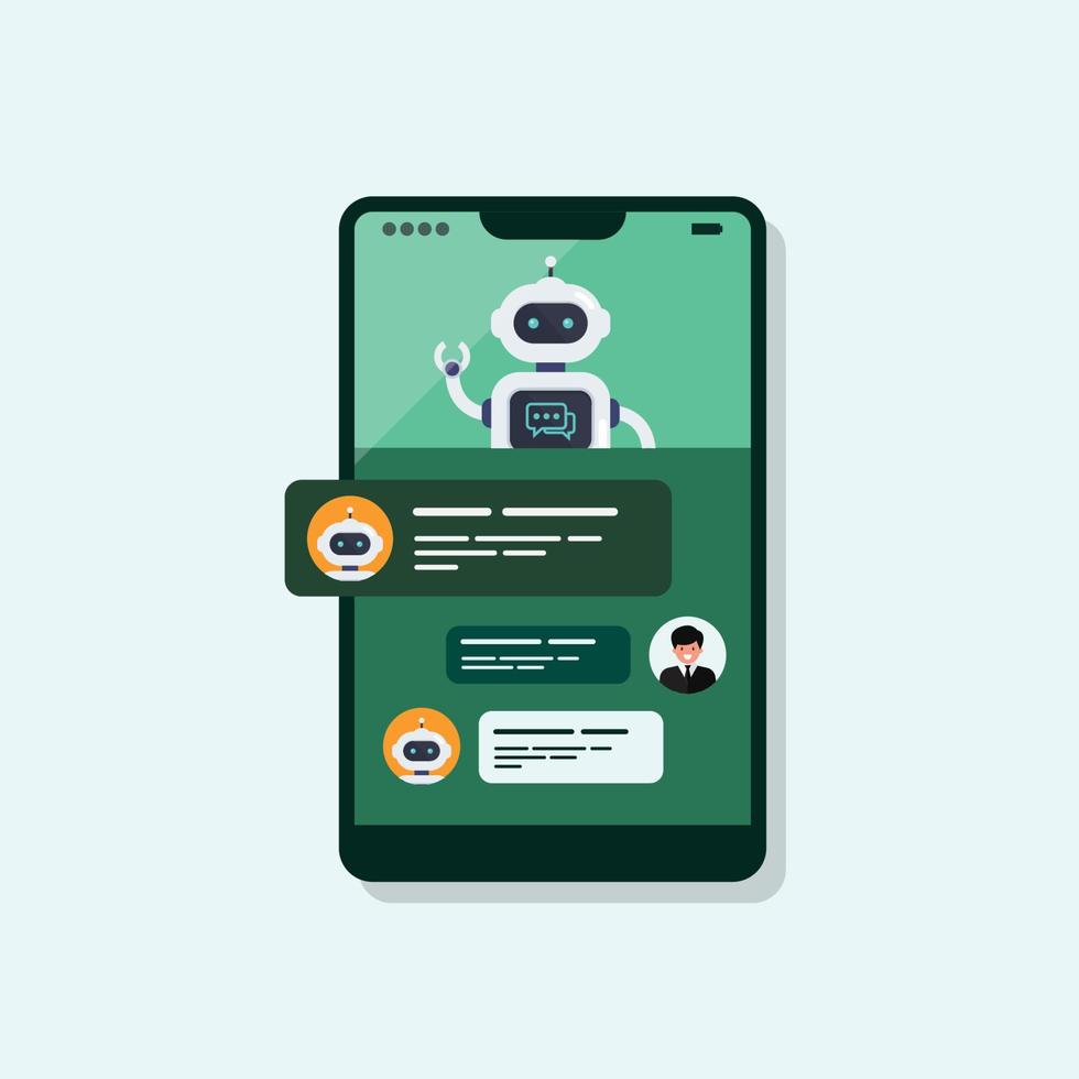 inteligente ai bate-papo robô em Smartphone tela vetor