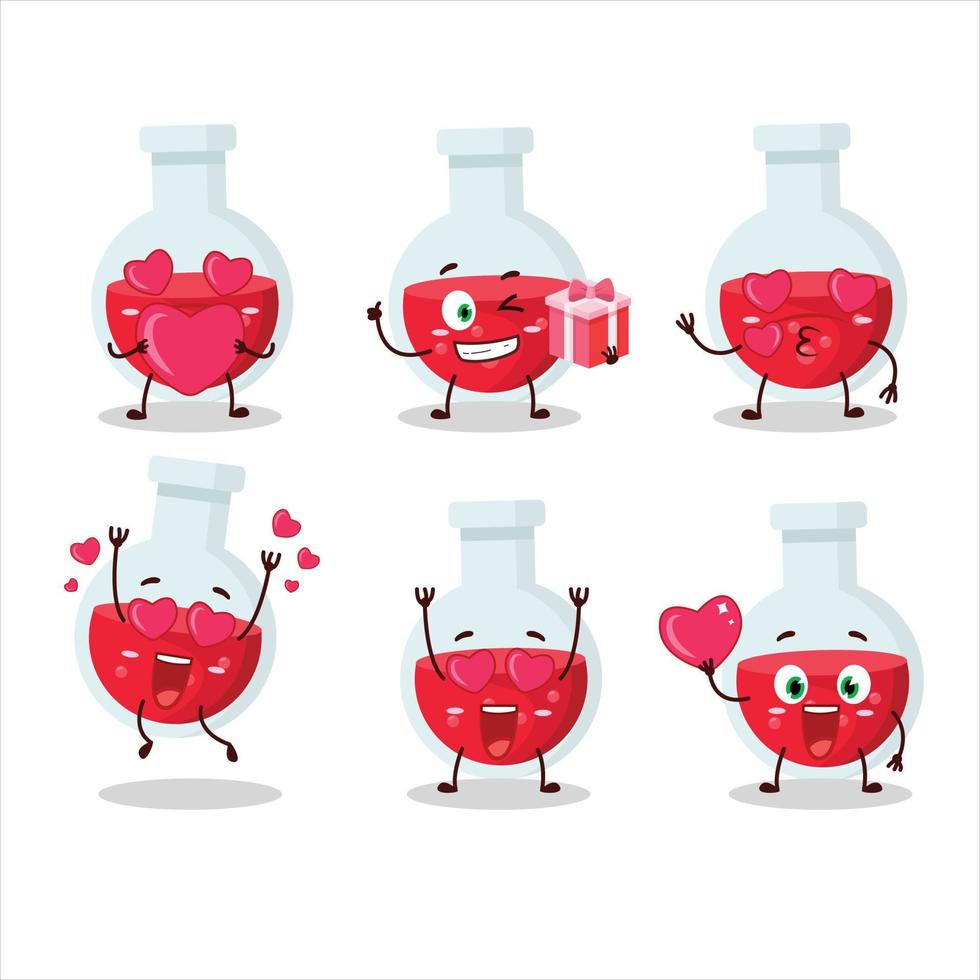 vermelho poção desenho animado personagem com amor fofa emoticon vetor