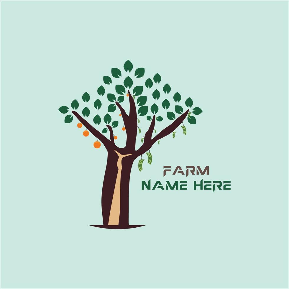 Fazenda e árvore logotipo Projeto. vetor