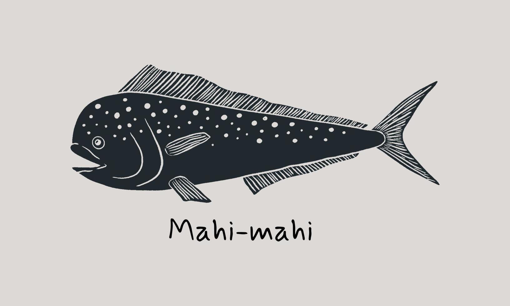 mão desenhado mahi-mahi peixe dentro esboço estilo. simples vetor isolado ilustração em bege fundo