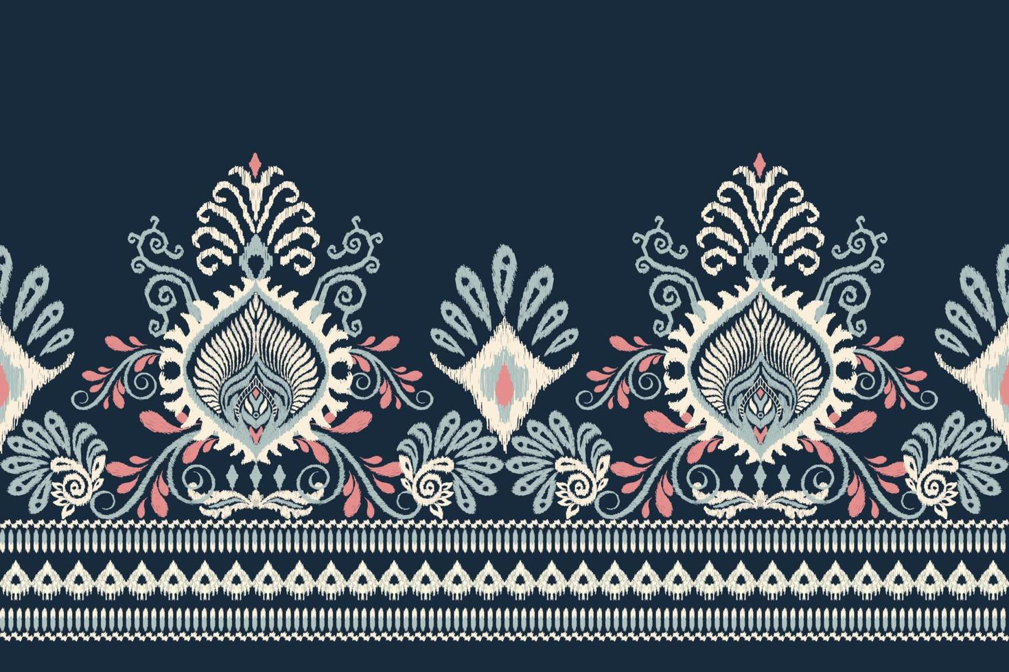 ikat floral paisley bordado em marinha azul plano de fundo.ikat étnico oriental padronizar tradicional.asteca estilo abstrato vetor ilustração.design para textura,tecido,vestuário,embrulho,decoração,canga.