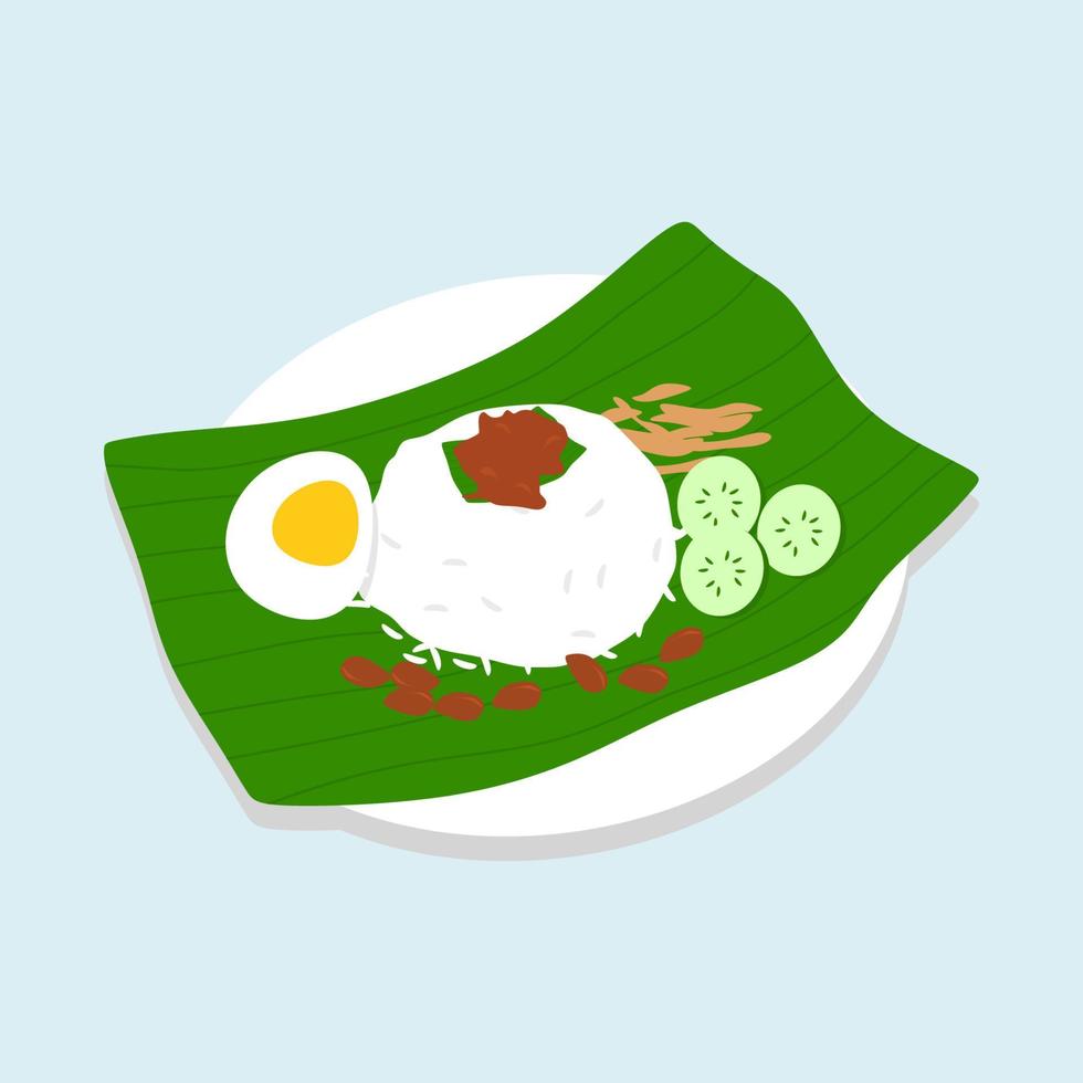 perfumado malaio nasi lemak com picante sambal molho vetor